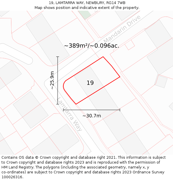 19, LAMTARRA WAY, NEWBURY, RG14 7WB: Plot and title map