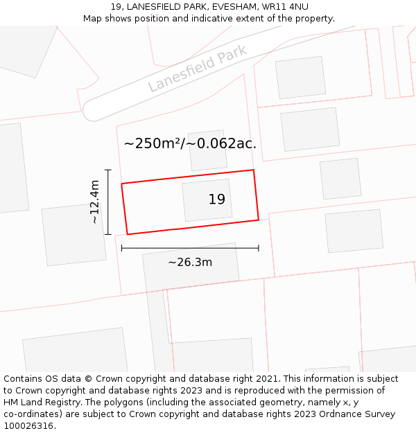 19, LANESFIELD PARK, EVESHAM, WR11 4NU: Plot and title map