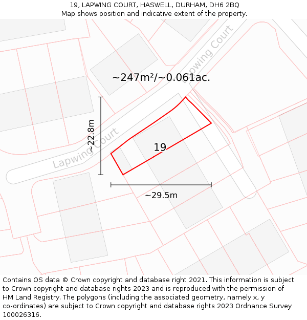 19, LAPWING COURT, HASWELL, DURHAM, DH6 2BQ: Plot and title map