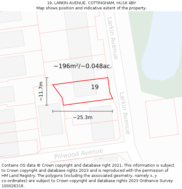 19, LARKIN AVENUE, COTTINGHAM, HU16 4BY: Plot and title map