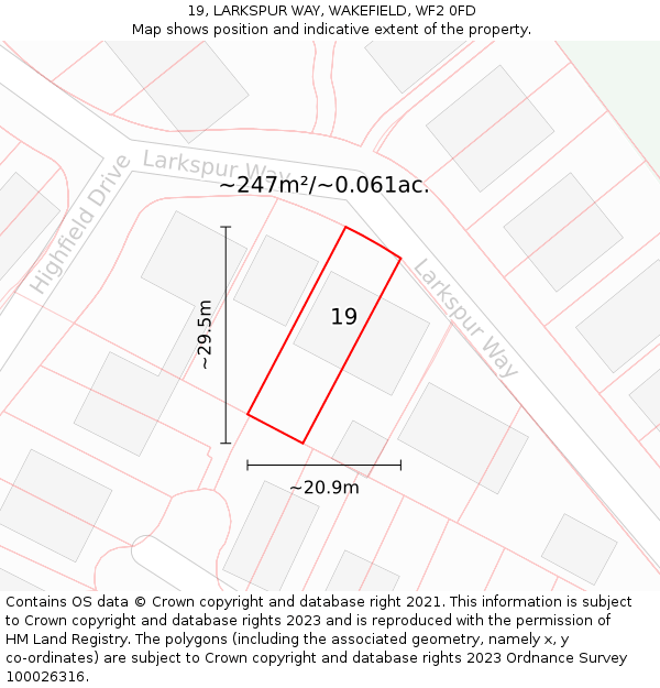 19, LARKSPUR WAY, WAKEFIELD, WF2 0FD: Plot and title map