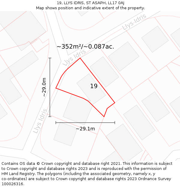 19, LLYS IDRIS, ST ASAPH, LL17 0AJ: Plot and title map