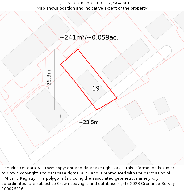 19, LONDON ROAD, HITCHIN, SG4 9ET: Plot and title map