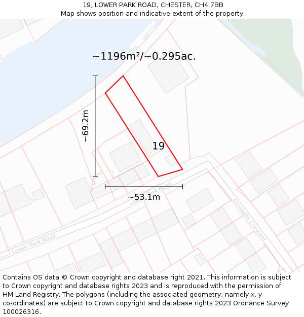 19, LOWER PARK ROAD, CHESTER, CH4 7BB: Plot and title map