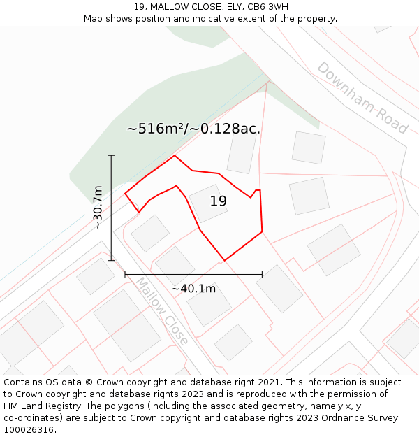 19, MALLOW CLOSE, ELY, CB6 3WH: Plot and title map