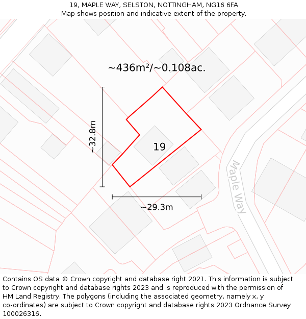 19, MAPLE WAY, SELSTON, NOTTINGHAM, NG16 6FA: Plot and title map