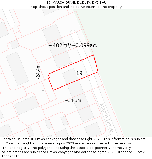 19, MARCH DRIVE, DUDLEY, DY1 3HU: Plot and title map