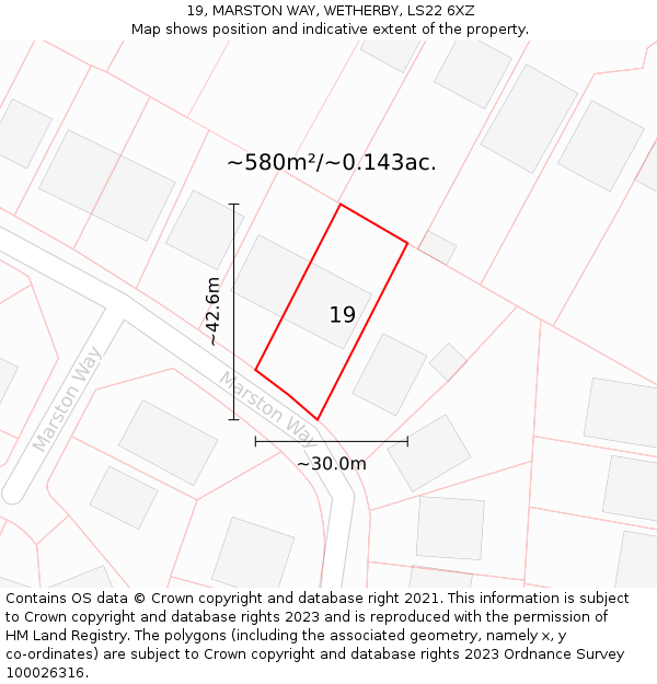 19, MARSTON WAY, WETHERBY, LS22 6XZ: Plot and title map