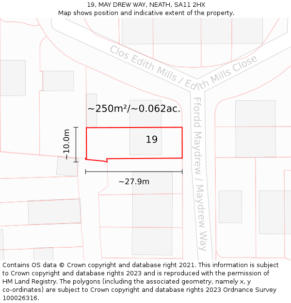 19, MAY DREW WAY, NEATH, SA11 2HX: Plot and title map