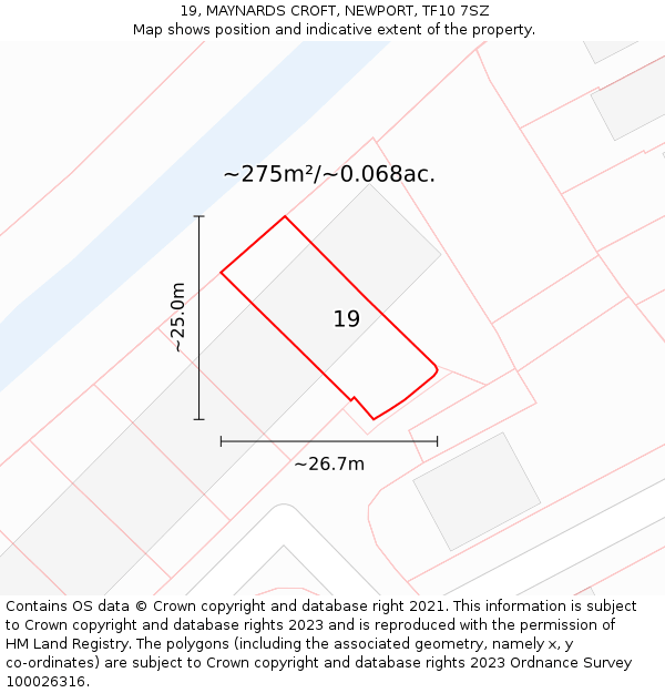 19, MAYNARDS CROFT, NEWPORT, TF10 7SZ: Plot and title map