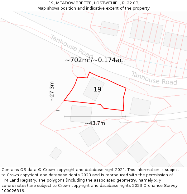 19, MEADOW BREEZE, LOSTWITHIEL, PL22 0BJ: Plot and title map