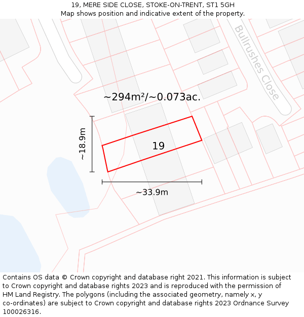 19, MERE SIDE CLOSE, STOKE-ON-TRENT, ST1 5GH: Plot and title map