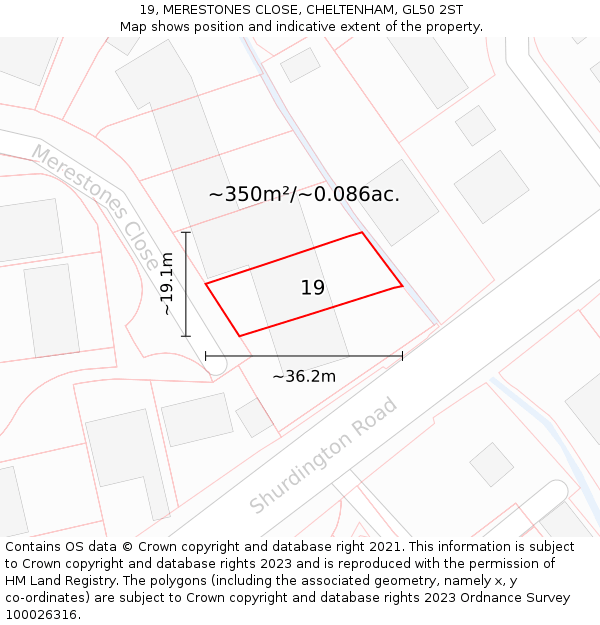 19, MERESTONES CLOSE, CHELTENHAM, GL50 2ST: Plot and title map