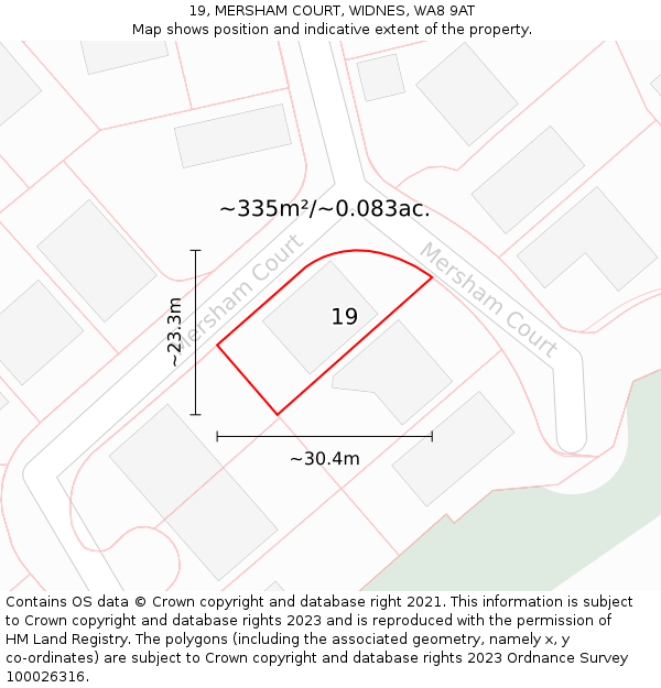 19, MERSHAM COURT, WIDNES, WA8 9AT: Plot and title map