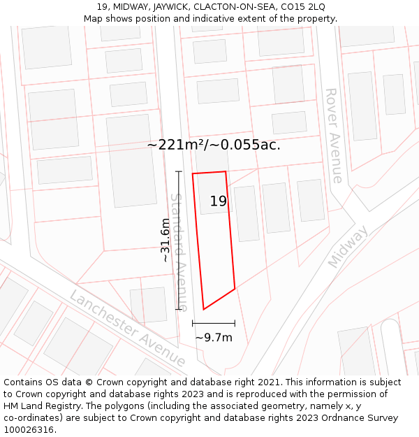 19, MIDWAY, JAYWICK, CLACTON-ON-SEA, CO15 2LQ: Plot and title map