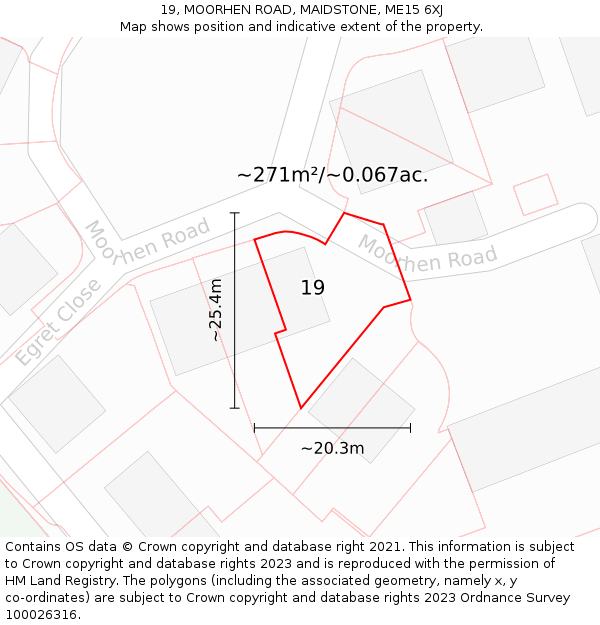 19, MOORHEN ROAD, MAIDSTONE, ME15 6XJ: Plot and title map