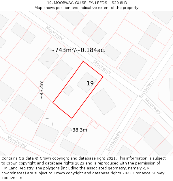 19, MOORWAY, GUISELEY, LEEDS, LS20 8LD: Plot and title map