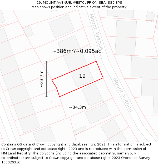 19, MOUNT AVENUE, WESTCLIFF-ON-SEA, SS0 8PS: Plot and title map