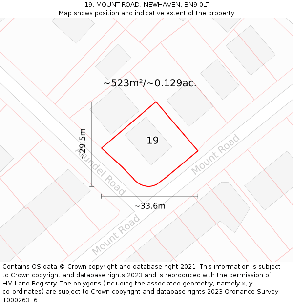 19, MOUNT ROAD, NEWHAVEN, BN9 0LT: Plot and title map