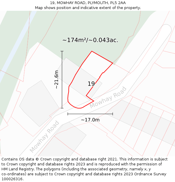 19, MOWHAY ROAD, PLYMOUTH, PL5 2AA: Plot and title map