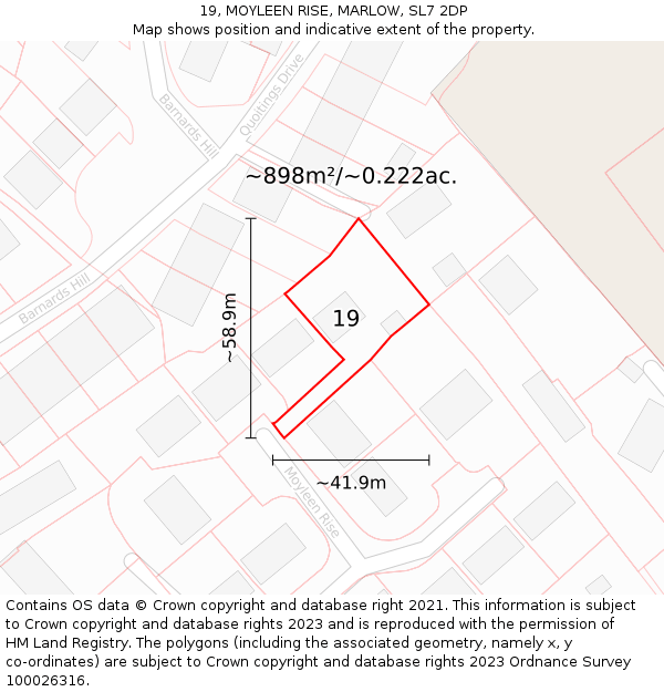 19, MOYLEEN RISE, MARLOW, SL7 2DP: Plot and title map