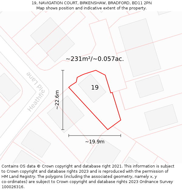 19, NAVIGATION COURT, BIRKENSHAW, BRADFORD, BD11 2PN: Plot and title map