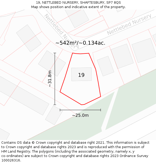 19, NETTLEBED NURSERY, SHAFTESBURY, SP7 8QS: Plot and title map