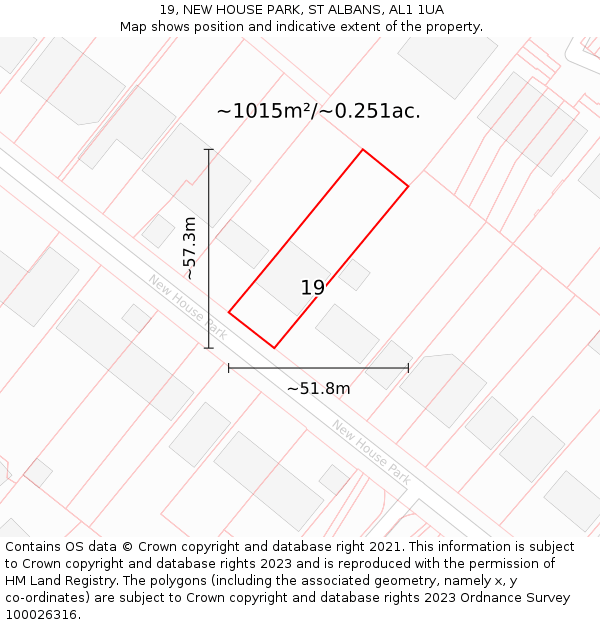 19, NEW HOUSE PARK, ST ALBANS, AL1 1UA: Plot and title map