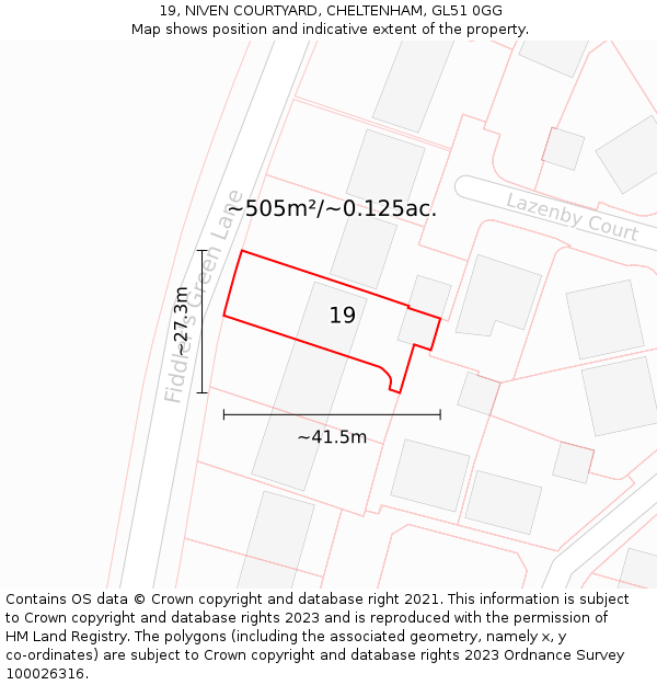 19, NIVEN COURTYARD, CHELTENHAM, GL51 0GG: Plot and title map