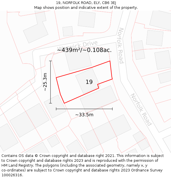 19, NORFOLK ROAD, ELY, CB6 3EJ: Plot and title map