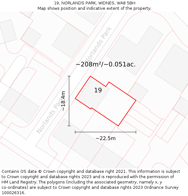 19, NORLANDS PARK, WIDNES, WA8 5BH: Plot and title map