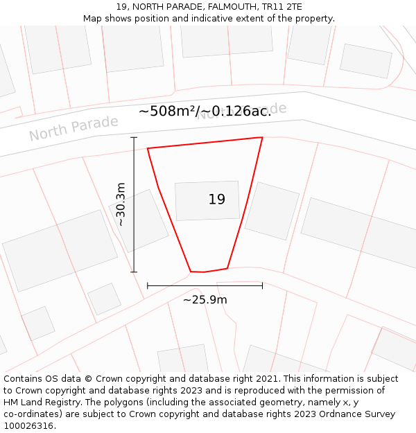 19, NORTH PARADE, FALMOUTH, TR11 2TE: Plot and title map