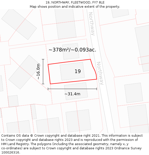 19, NORTHWAY, FLEETWOOD, FY7 8LE: Plot and title map