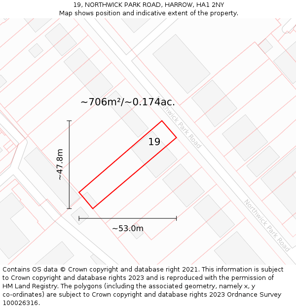 19, NORTHWICK PARK ROAD, HARROW, HA1 2NY: Plot and title map