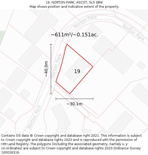 19, NORTON PARK, ASCOT, SL5 9BW: Plot and title map