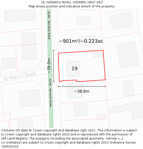 19, NORWICH ROAD, CROMER, NR27 0AZ: Plot and title map