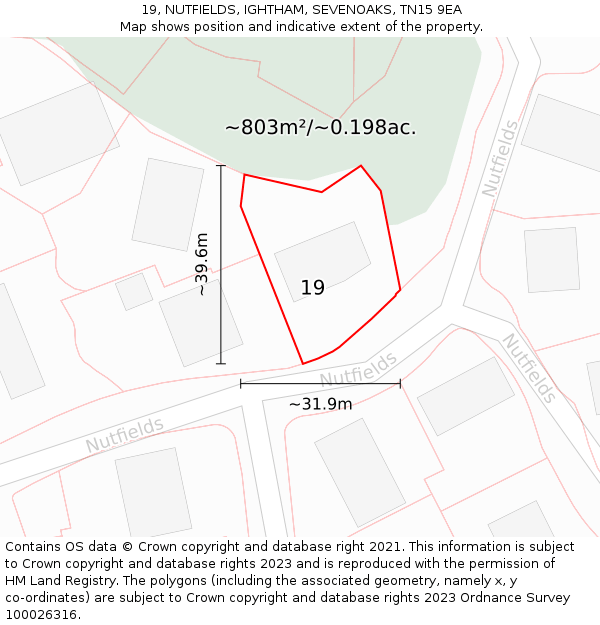 19, NUTFIELDS, IGHTHAM, SEVENOAKS, TN15 9EA: Plot and title map