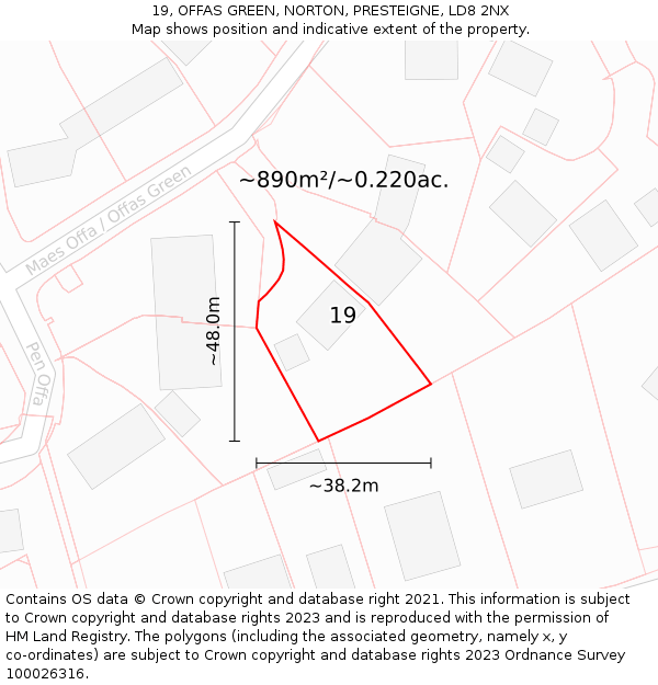 19, OFFAS GREEN, NORTON, PRESTEIGNE, LD8 2NX: Plot and title map