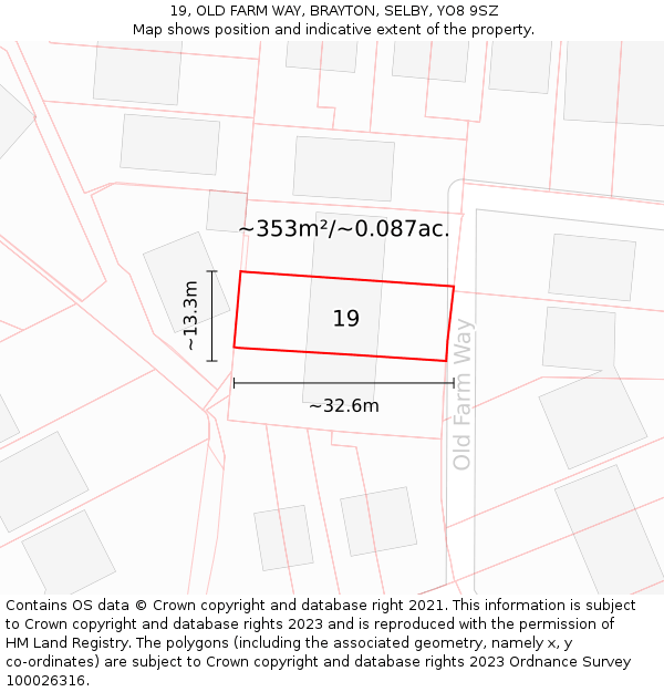 19, OLD FARM WAY, BRAYTON, SELBY, YO8 9SZ: Plot and title map