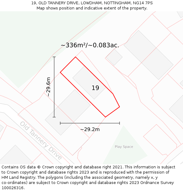 19, OLD TANNERY DRIVE, LOWDHAM, NOTTINGHAM, NG14 7PS: Plot and title map