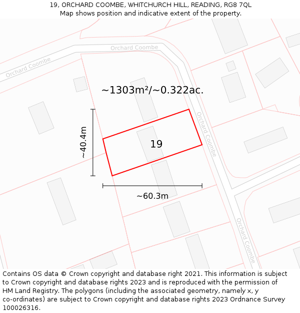 19, ORCHARD COOMBE, WHITCHURCH HILL, READING, RG8 7QL: Plot and title map