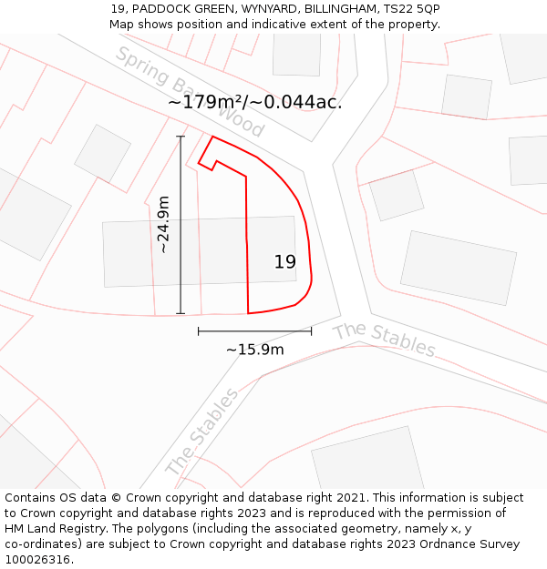 19, PADDOCK GREEN, WYNYARD, BILLINGHAM, TS22 5QP: Plot and title map