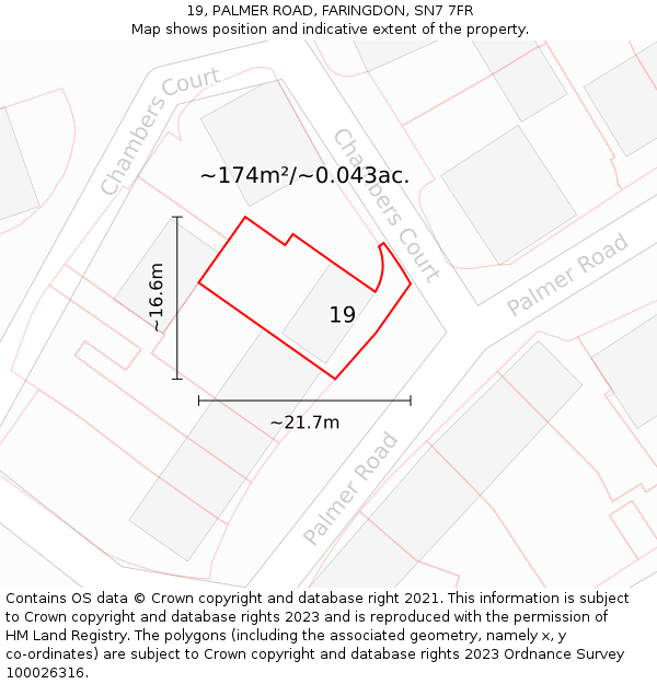 19, PALMER ROAD, FARINGDON, SN7 7FR: Plot and title map