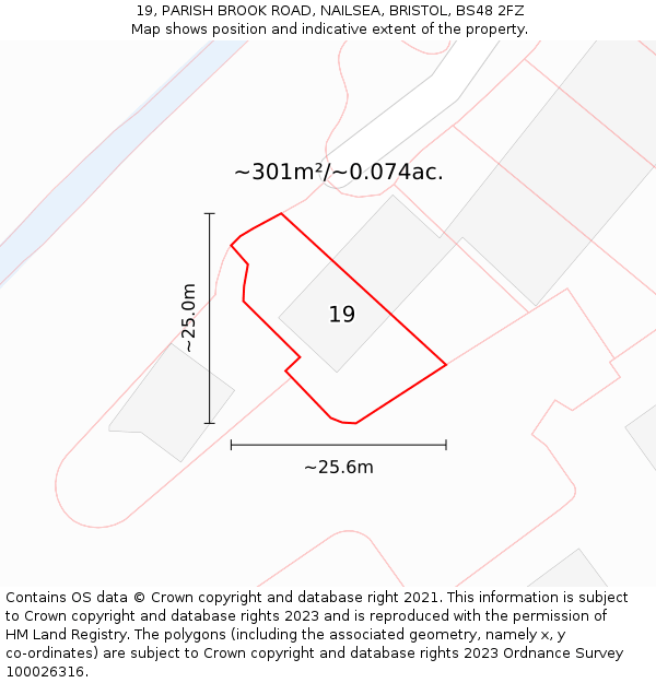 19, PARISH BROOK ROAD, NAILSEA, BRISTOL, BS48 2FZ: Plot and title map