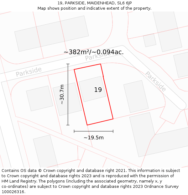 19, PARKSIDE, MAIDENHEAD, SL6 6JP: Plot and title map