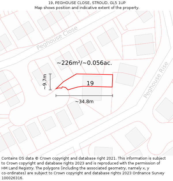 19, PEGHOUSE CLOSE, STROUD, GL5 1UP: Plot and title map