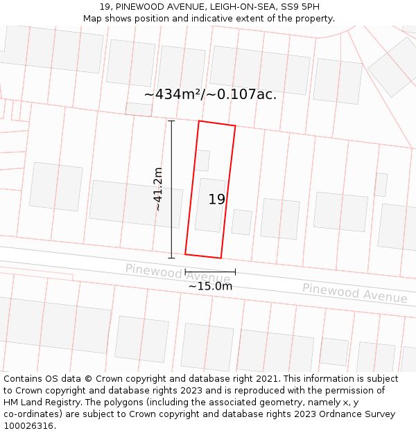 19, PINEWOOD AVENUE, LEIGH-ON-SEA, SS9 5PH: Plot and title map