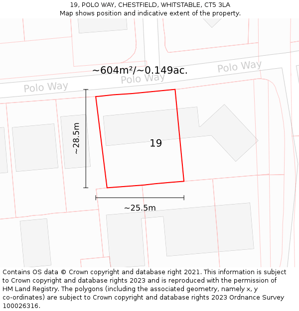 19, POLO WAY, CHESTFIELD, WHITSTABLE, CT5 3LA: Plot and title map