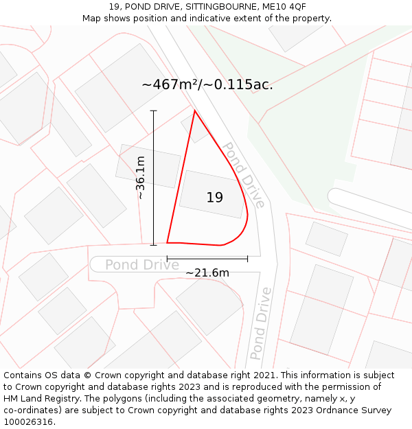 19, POND DRIVE, SITTINGBOURNE, ME10 4QF: Plot and title map