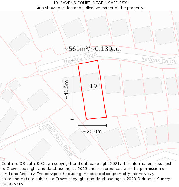 19, RAVENS COURT, NEATH, SA11 3SX: Plot and title map